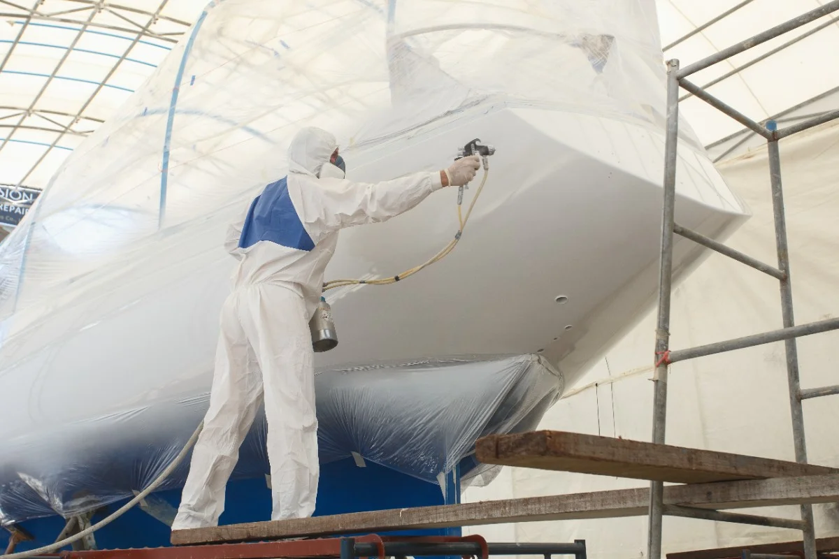 Vessel Hull Coating in Dry Dock